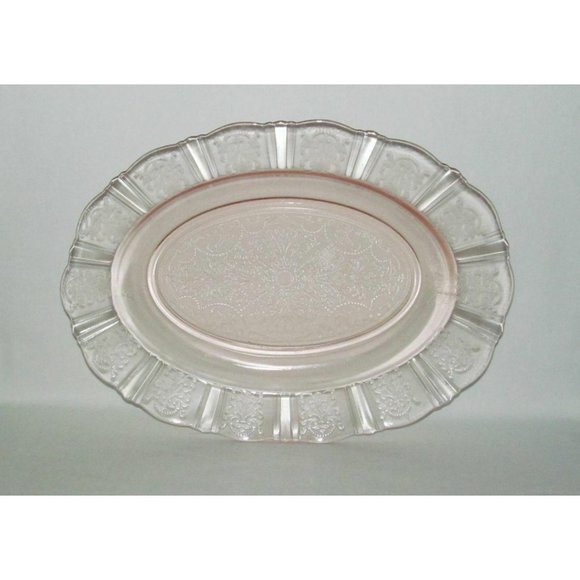 MacBeth Evans Glass AMERICAN SWEETHEART Pink Large Oval Serving Platter - Picture 3 of 3